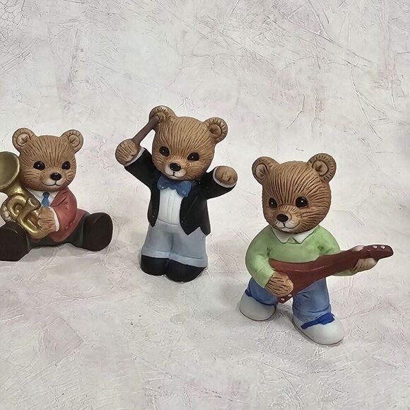 HOMCO 7 Pc Porcelain Teddy Bear Musical Orchestra Band Figurines - Picture 7 of 12